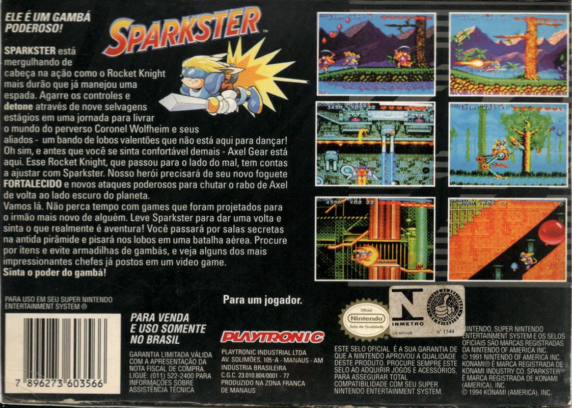 Back Cover for Sparkster (SNES) (Playtronic release)