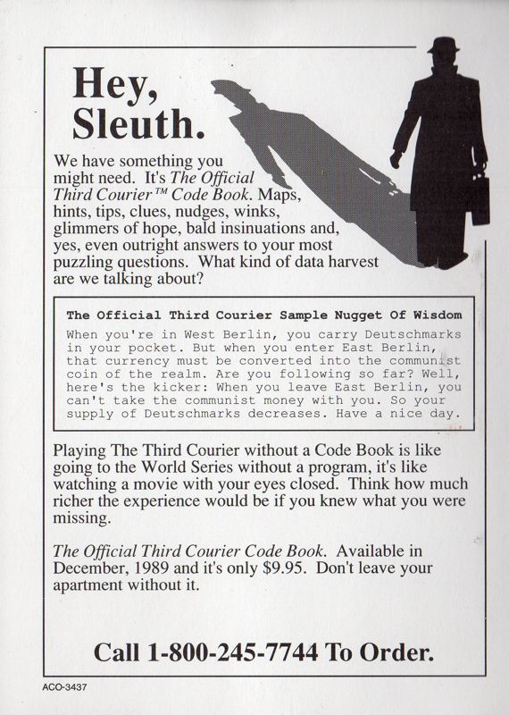 Advertisement for The Third Courier (DOS) (5.25" release (version 1.0))