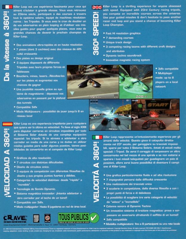 Back Cover for Killer Loop (Windows)