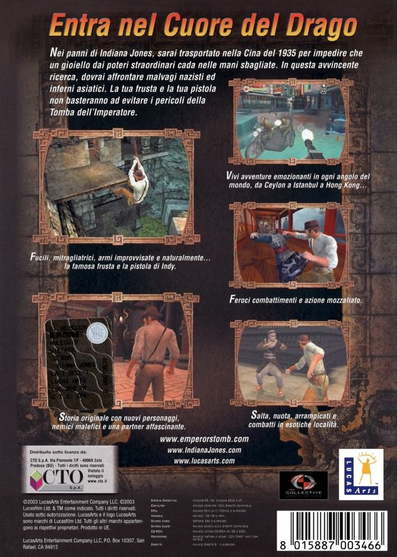 Back Cover for Indiana Jones and the Emperor's Tomb (Windows)