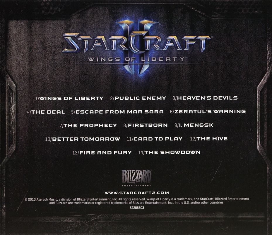 Soundtrack for StarCraft II: Wings of Liberty (Collector's Edition) (Macintosh and Windows): Jewel Case - Back