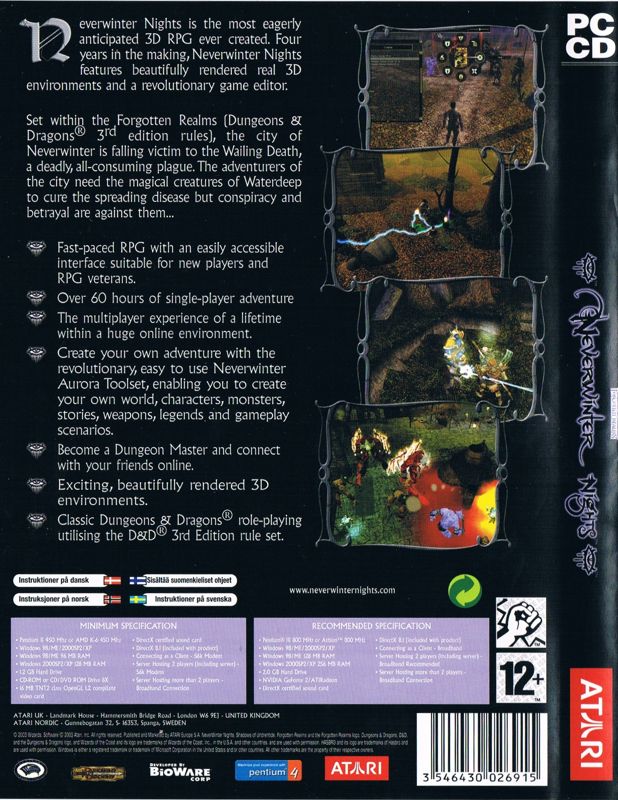 Other for Neverwinter Nights: Platinum (Windows): Neverwinter Nights Keep Case - Back