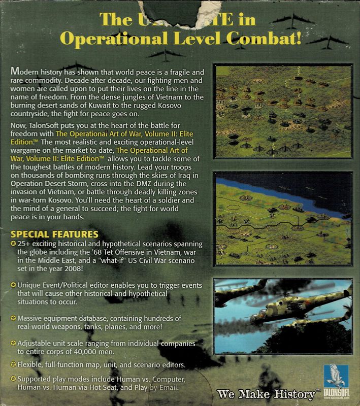 Back Cover for The Operational Art of War II: Elite Edition (Windows)