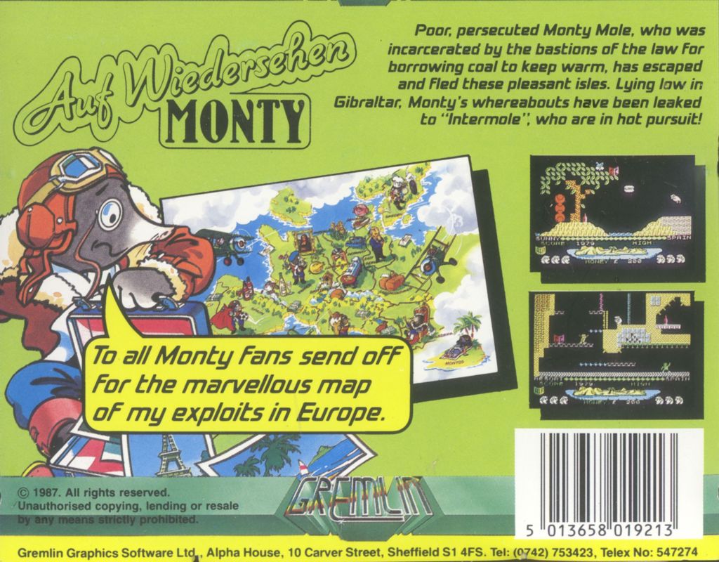 Back Cover for Auf Wiedersehen Monty (ZX Spectrum)