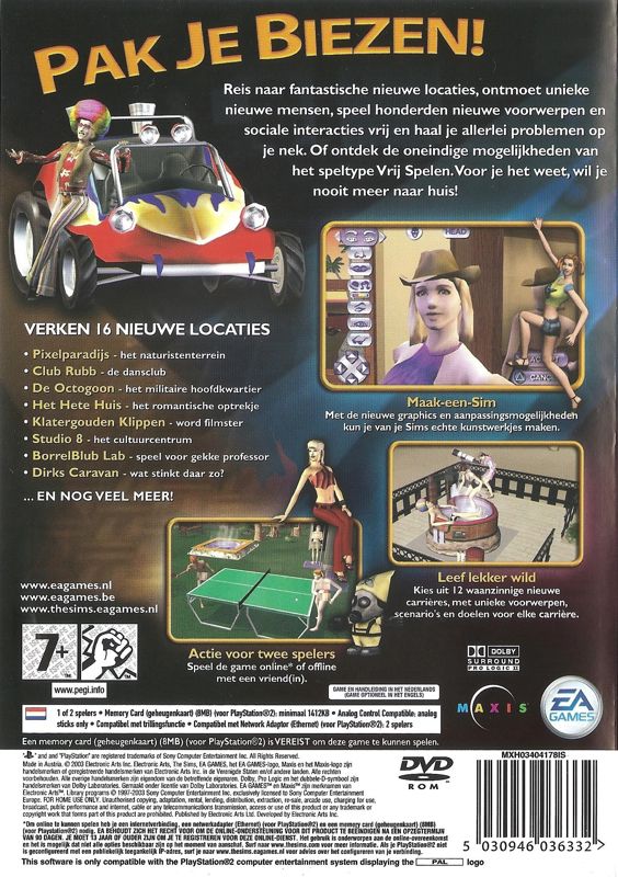 Back Cover for The Sims: Bustin' Out (PlayStation 2)