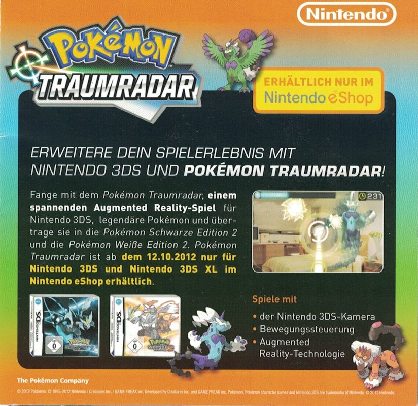 Advertisement for Pokémon Black Version 2 (Nintendo DS): Front