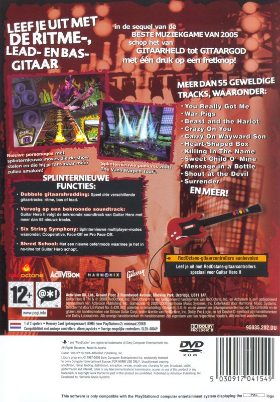 Back Cover for Guitar Hero II (PlayStation 2)