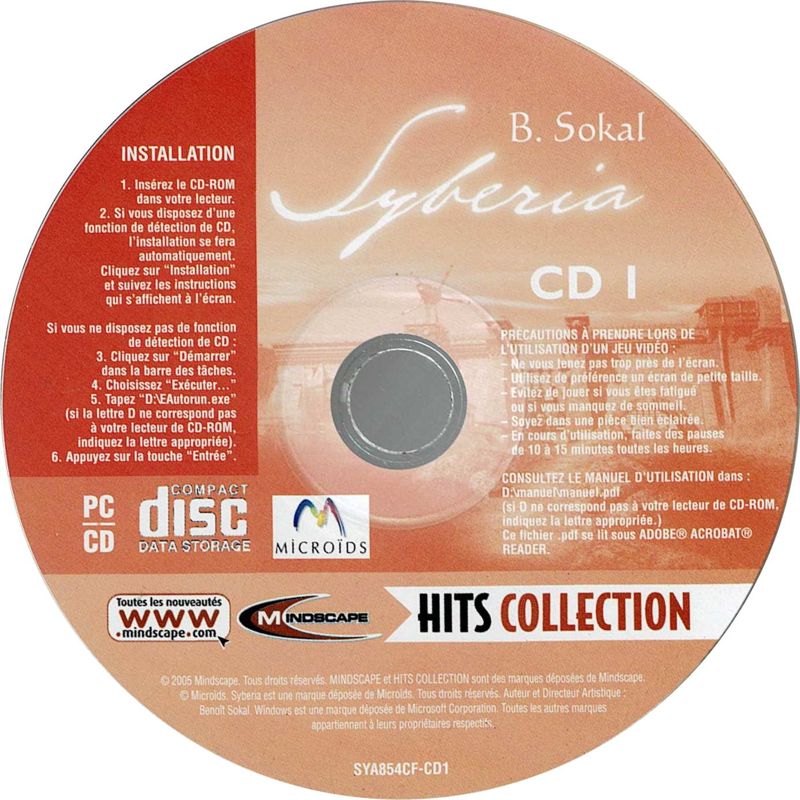 Media for Syberia (Windows) (Hits Collection release): Disc 1
