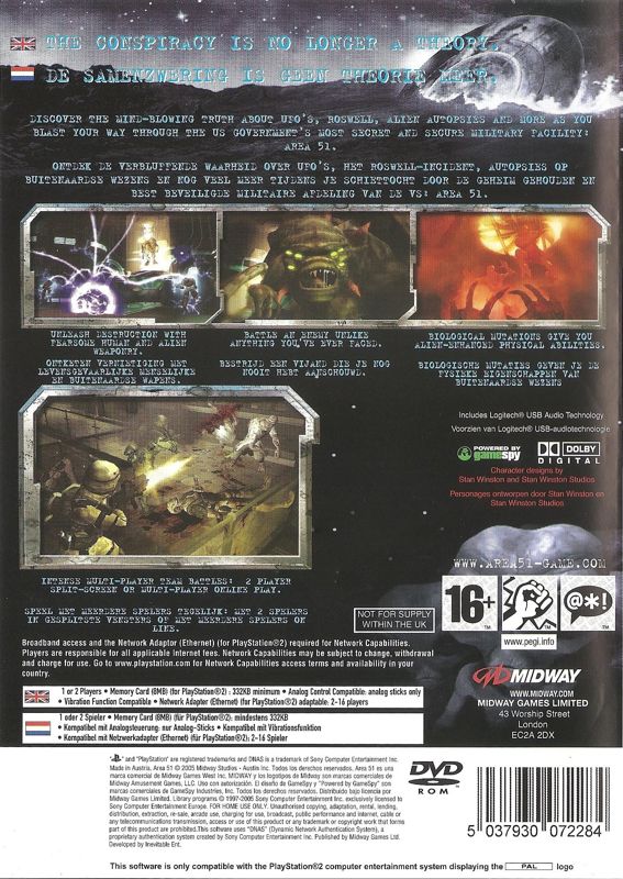 Back Cover for Area-51 (PlayStation 2)