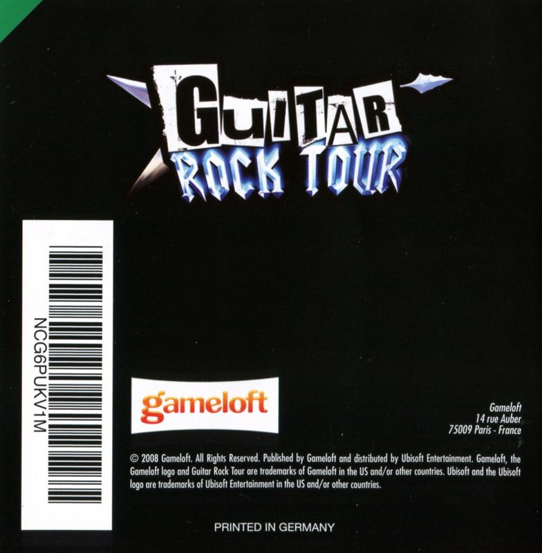 Manual for Guitar Rock Tour (Nintendo DS): Back