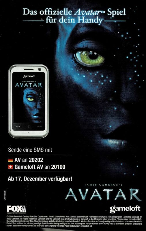 Advertisement for James Cameron's Avatar: The Game (Windows) (Ubisoft Exclusive release)