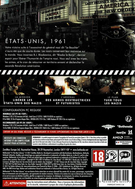 Back Cover for Wolfenstein II: The New Colossus (Windows)