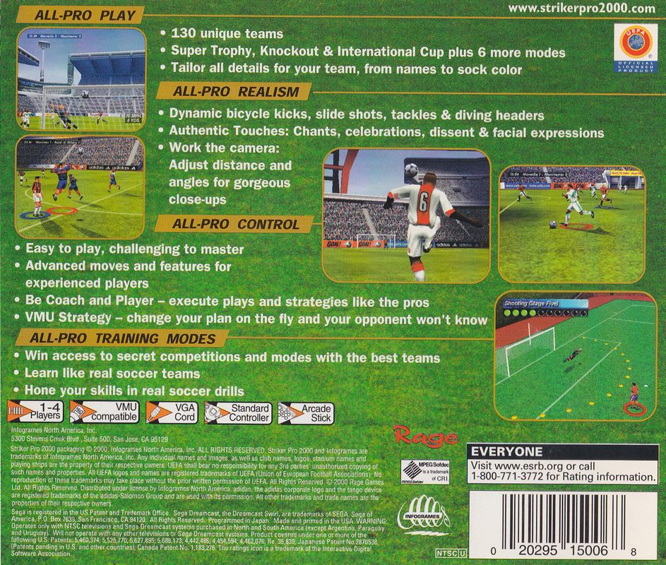Back Cover for Striker Pro 2000 (Dreamcast)
