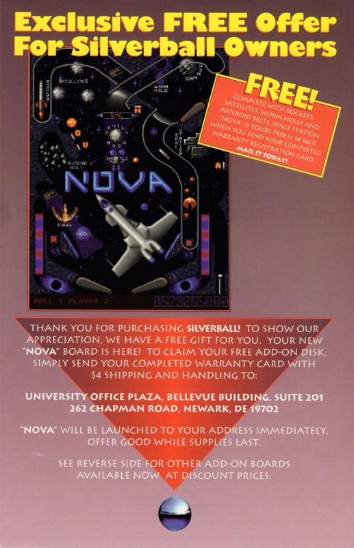 Advertisement for Silverball (DOS): Nova Table