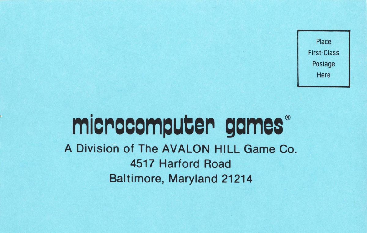Extras for TAC: Tactical Armor Command (Atari 8-bit): Favor Card - Back