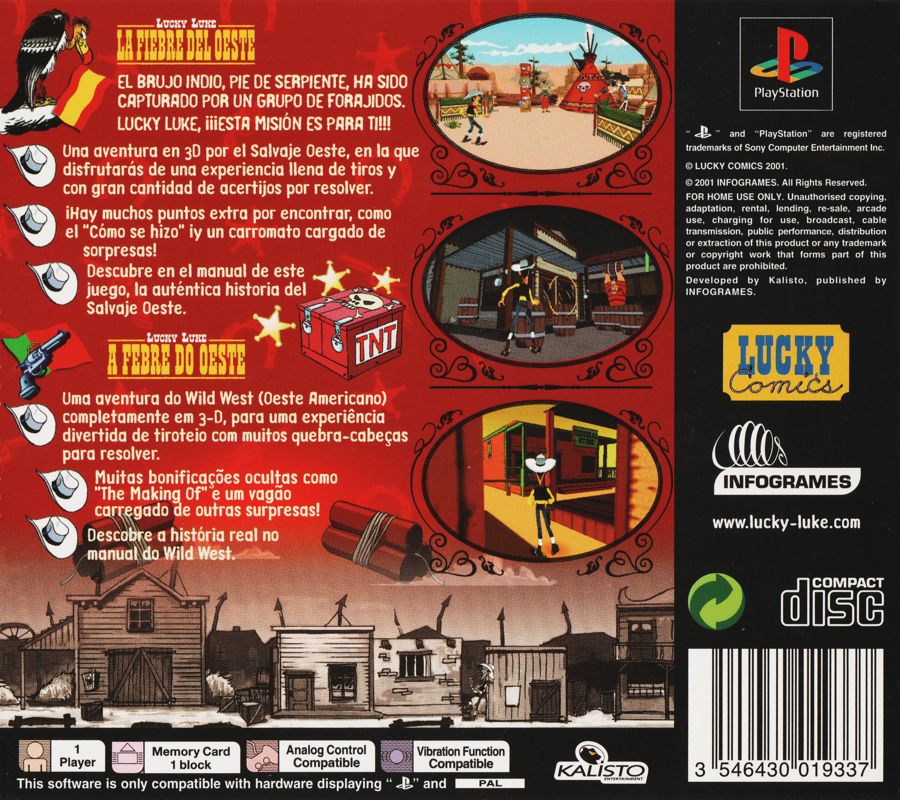 Back Cover for Lucky Luke: Western Fever (PlayStation)