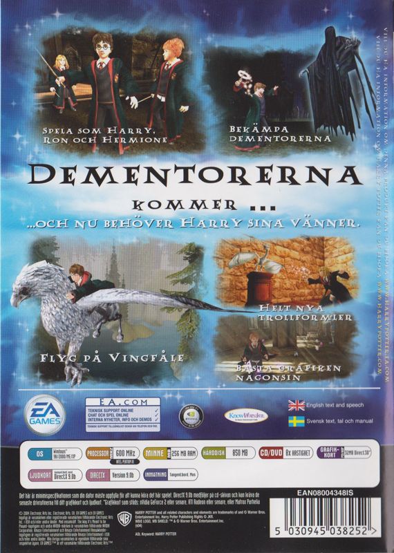 Back Cover for Harry Potter and the Prisoner of Azkaban (Windows) (Swedish and English language version)