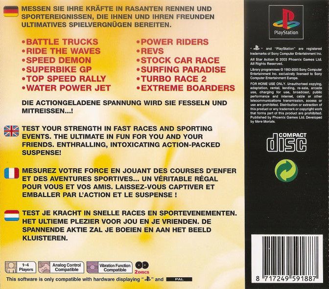 Back Cover for All Star Action (PlayStation)