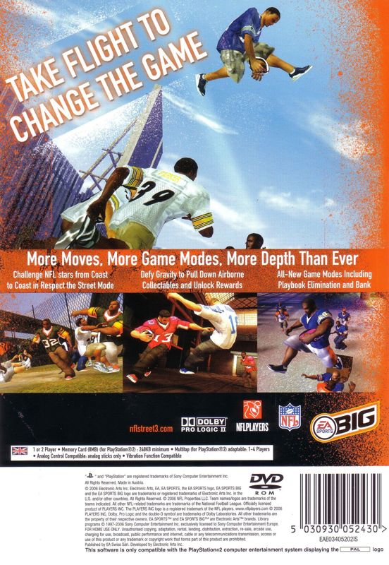 Back Cover for NFL Street 3 (PlayStation 2)