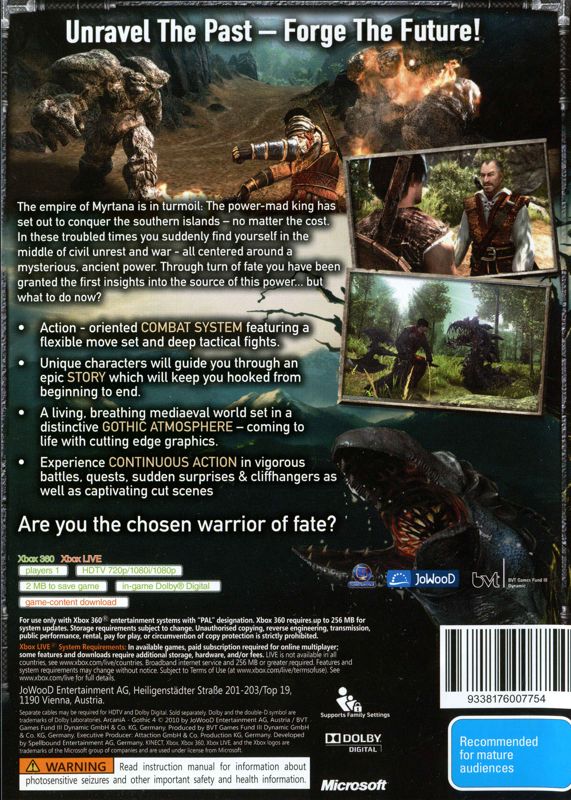 Back Cover for ArcaniA: Gothic 4 (Xbox 360)
