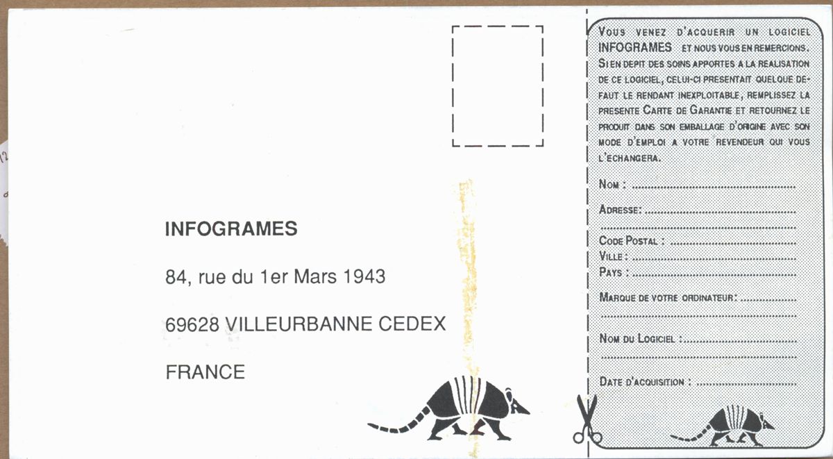 Other for Hare Raising Havoc (DOS): Registration card - front