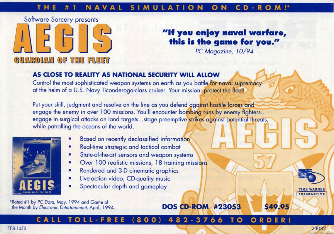 Advertisement for Flash Traffic: City of Angels (DOS): Game flyer - <i>AEGIS: Guardian of the Fleet</i> side