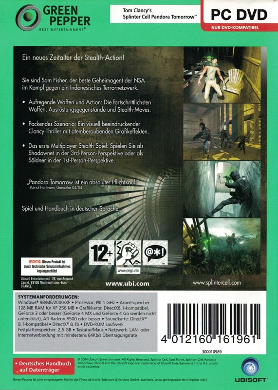 Tom Clancy's Splinter Cell: Pandora Tomorrow cover or packaging ...