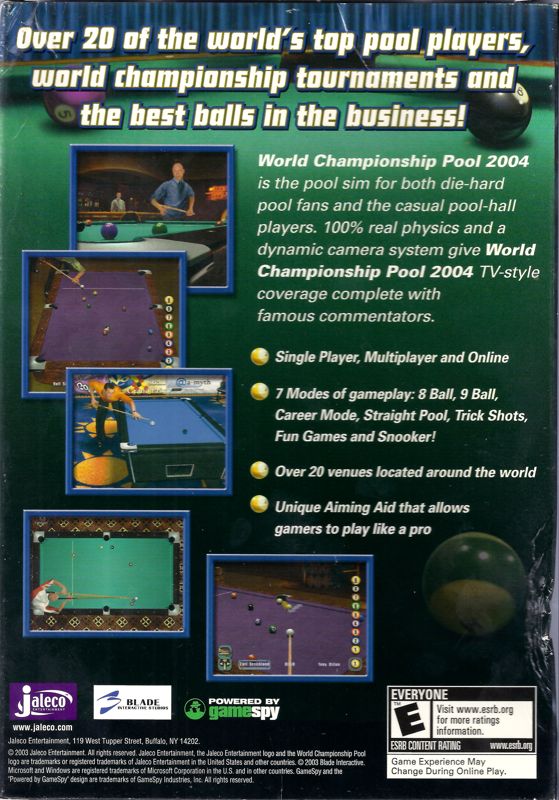 Back Cover for World Championship Pool 2004 (Windows)