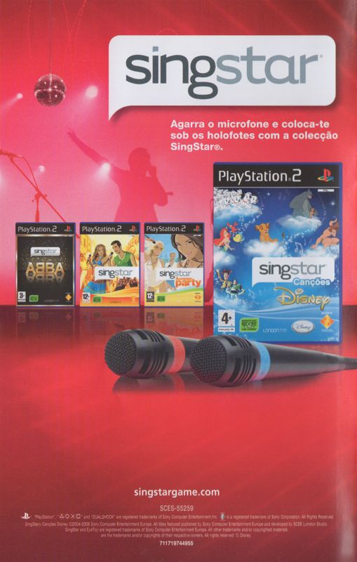 Manual for SingStar: Singalong with Disney (PlayStation 2): Back