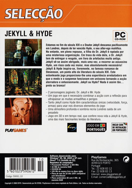 Back Cover for Jekyll & Hyde (Windows) (Selecção release)