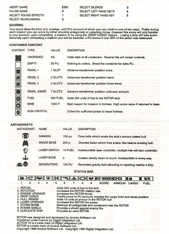 Manual for Rotor (DOS) (Action Sixteen release): Back