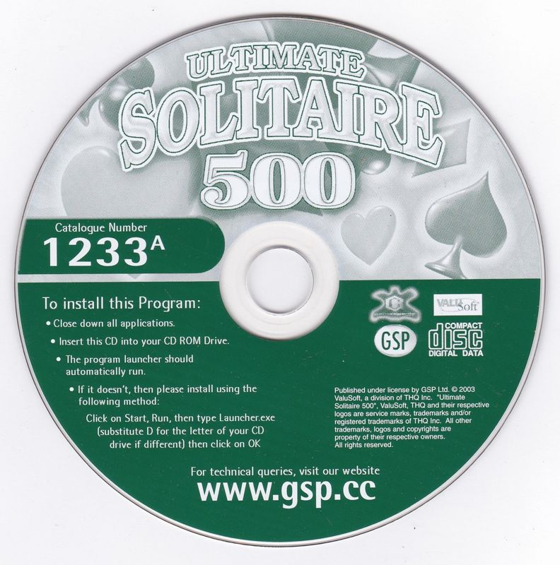 Ultimate Solitaire 500 cover or packaging material - MobyGames