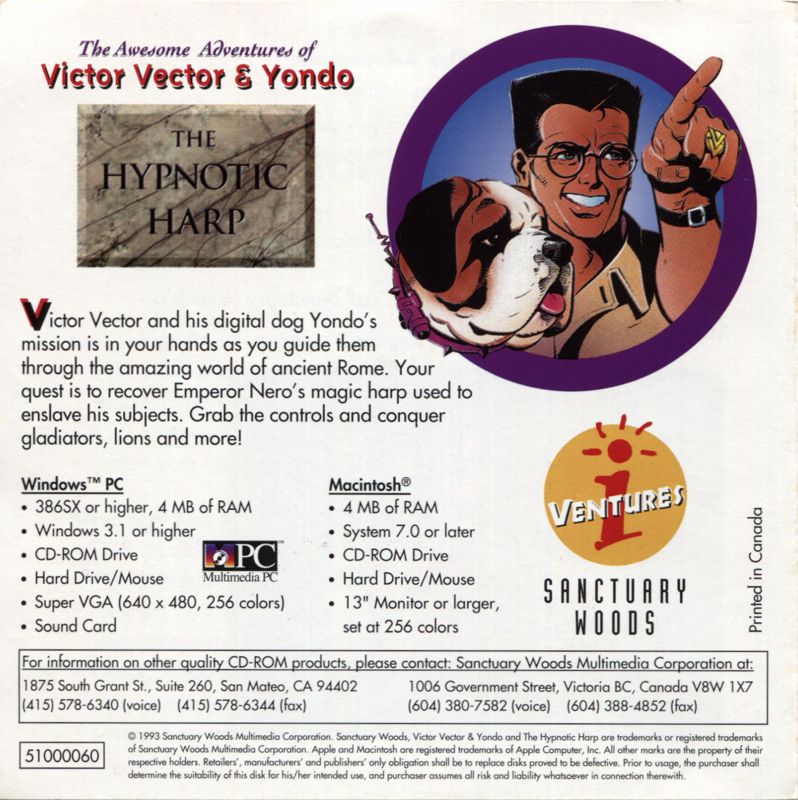 Other for The Awesome Adventures of Victor Vector & Yondo: The Hypnotic Harp (Macintosh and Windows 3.x): Jewel Case - Inside Left
