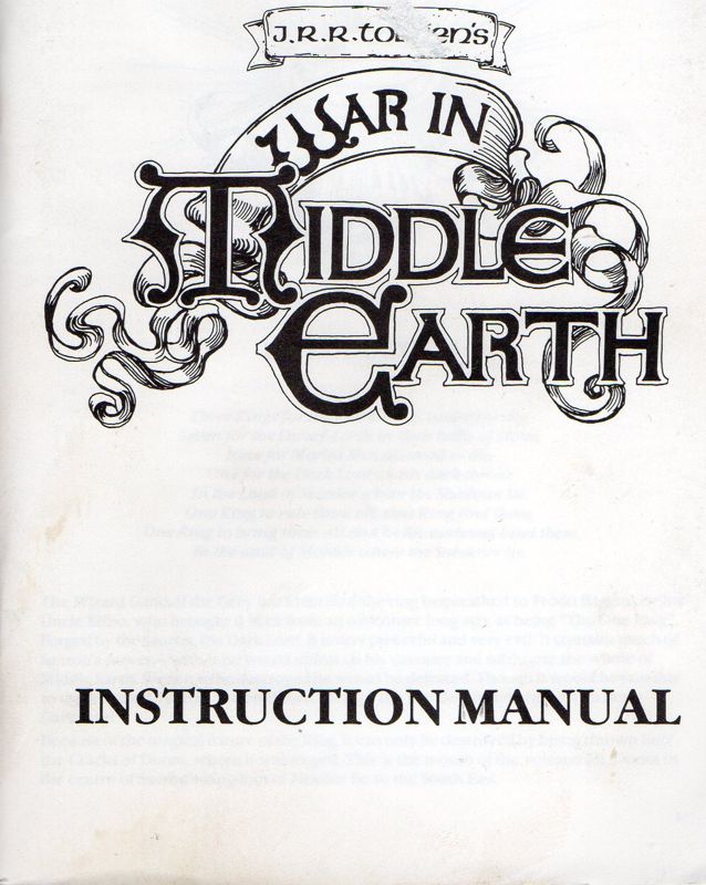 Manual for J.R.R. Tolkien's War in Middle Earth (Atari ST)