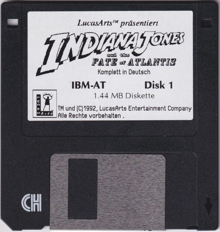 Media for Indiana Jones and the Fate of Atlantis (DOS) (3.5" disk release - includes a hint book and poster): Disk 1
