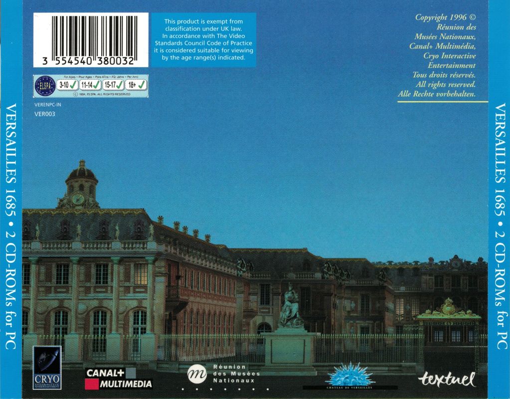 Other for Versailles 1685 (DOS and Macintosh and Windows) (1998 PC+Mac edition): Jewel Case - Back