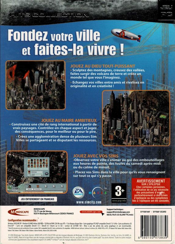 Back Cover for SimCity 4 (Windows) (Hits Collection release)