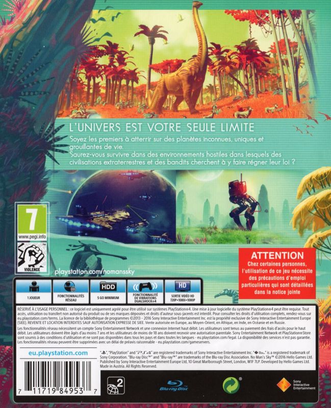 Back Cover for No Man's Sky (PlayStation 4)