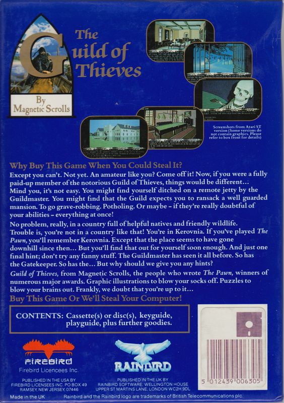 Back Cover for The Guild of Thieves (Atari ST)