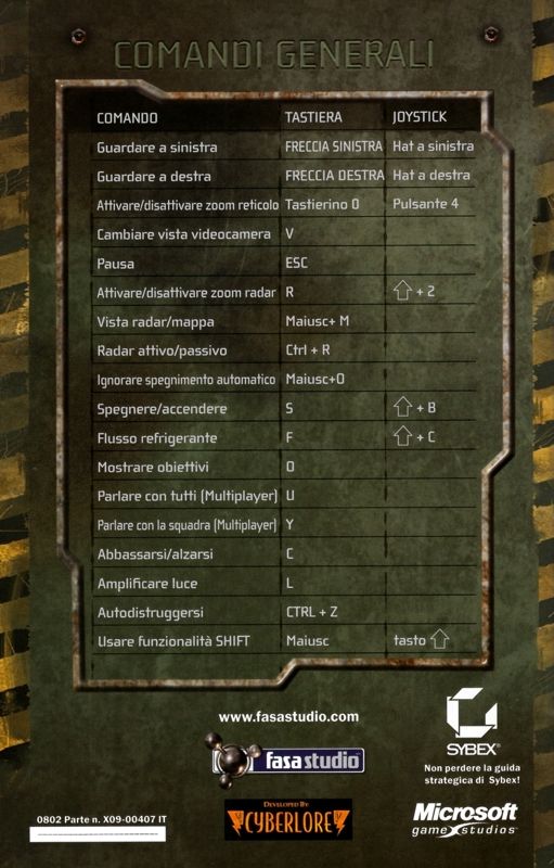 Manual for MechWarrior 4: Mercenaries (Windows): Back