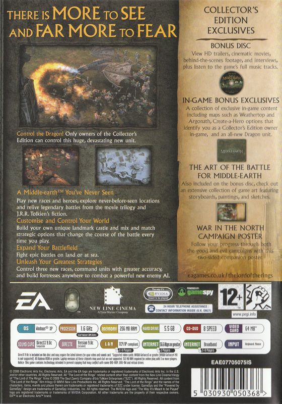 Back Cover for The Lord of the Rings: The Battle for Middle-earth II (Collector's Edition) (Windows) (General European release)