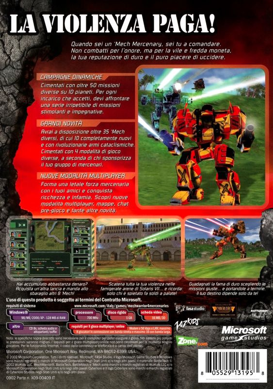 Back Cover for MechWarrior 4: Mercenaries (Windows)