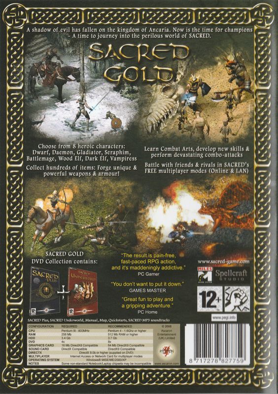 Back Cover for Sacred: Gold (Windows)