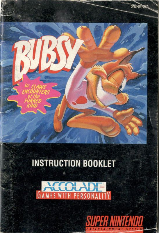 Manual for Bubsy in: Claws Encounters of the Furred Kind (SNES): Front