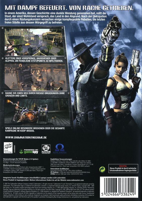 Back Cover for Damnation (Windows)