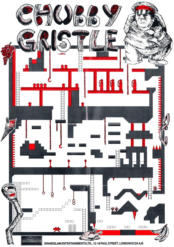 Map for Chubby Gristle (Amiga): Only shows the first 6 rooms (out of 20)