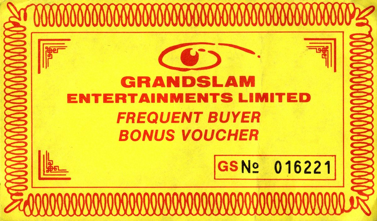 Extras for Chubby Gristle (Amiga): Grandslam Frequent Buyer Bonus Voucher