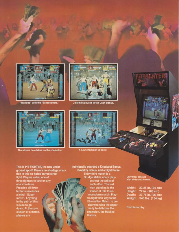 Back Cover for Pit-Fighter (Arcade): Flyer - back