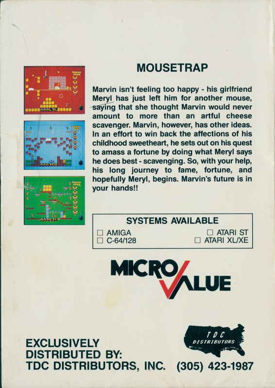 Back Cover for Mouse Trap (Commodore 64)