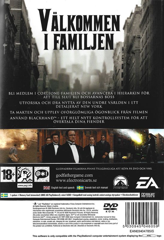 Back Cover for The Godfather: The Game (PlayStation 2)